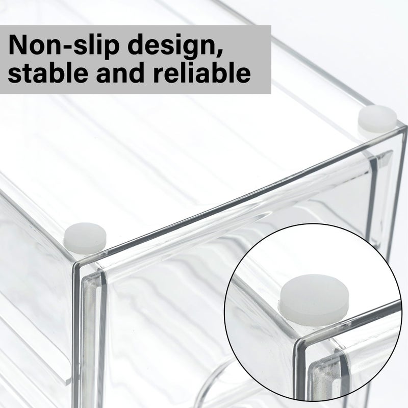 Prsildan Acrylic Drawer Makeup Organizer with 3 Drawers, Clear Stackable Storage for Baby Bottles, Craft, Jewelry & Hair Accessories, Multi-Use for Vanity, Countertop, Office Desk Organization - Image 5