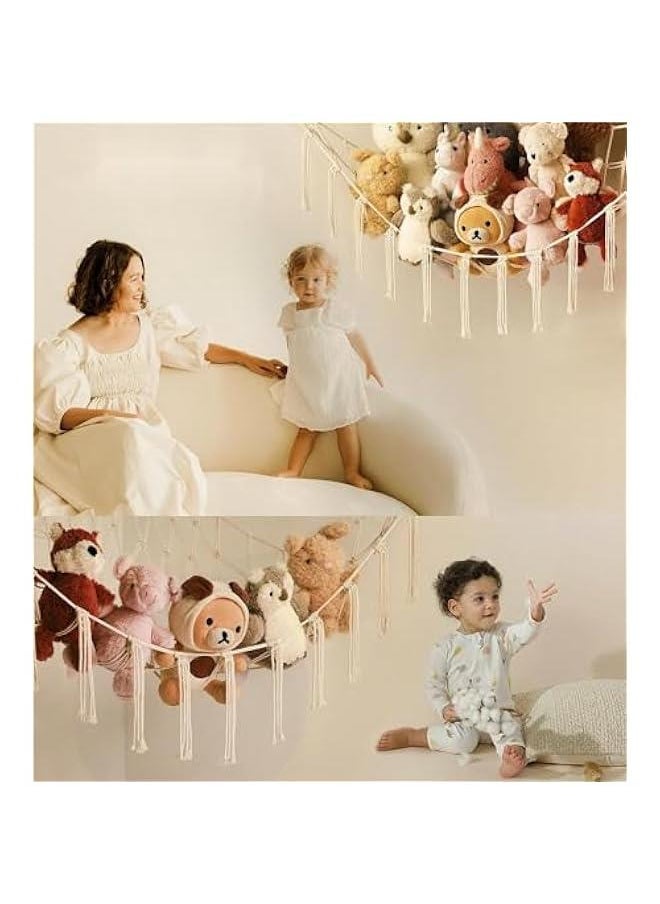 MIXDE Stuffed Animal Storage Hammock or Net Corner - Large Toy Hammock Net for Stuffed Animals Room Decor - Cute Stuff Animal Organizer Holder for Plush Plushie - Kids Baby Nursery Wall Bedroom Ho  - Image 2