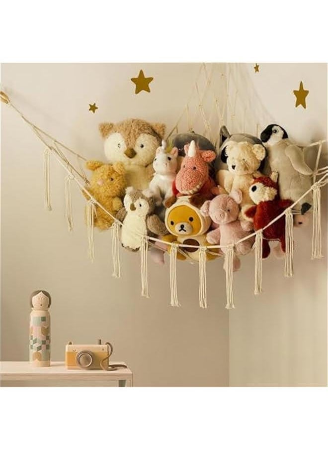 MIXDE Stuffed Animal Storage Hammock or Net Corner - Large Toy Hammock Net for Stuffed Animals Room Decor - Cute Stuff Animal Organizer Holder for Plush Plushie - Kids Baby Nursery Wall Bedroom Ho  - Image 3
