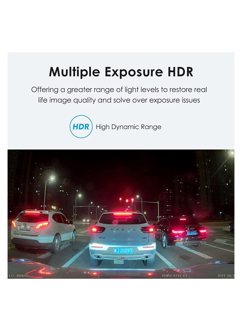 A119 V3 1440P 60fps Dash Cam with GPS, Enhanced Super Night Vision with True HDR and Starvis Sensor, Car Dash Camera 140° Wide Angle, 2.0‘’ LCD, Smart Parking Mode 24H