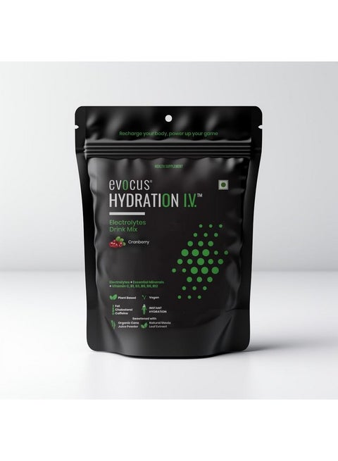 Hydration Iv Electrolyte Drink Mix Powder | Cranberry | Energy Drink | Instant Hydration (Pack Of 12)