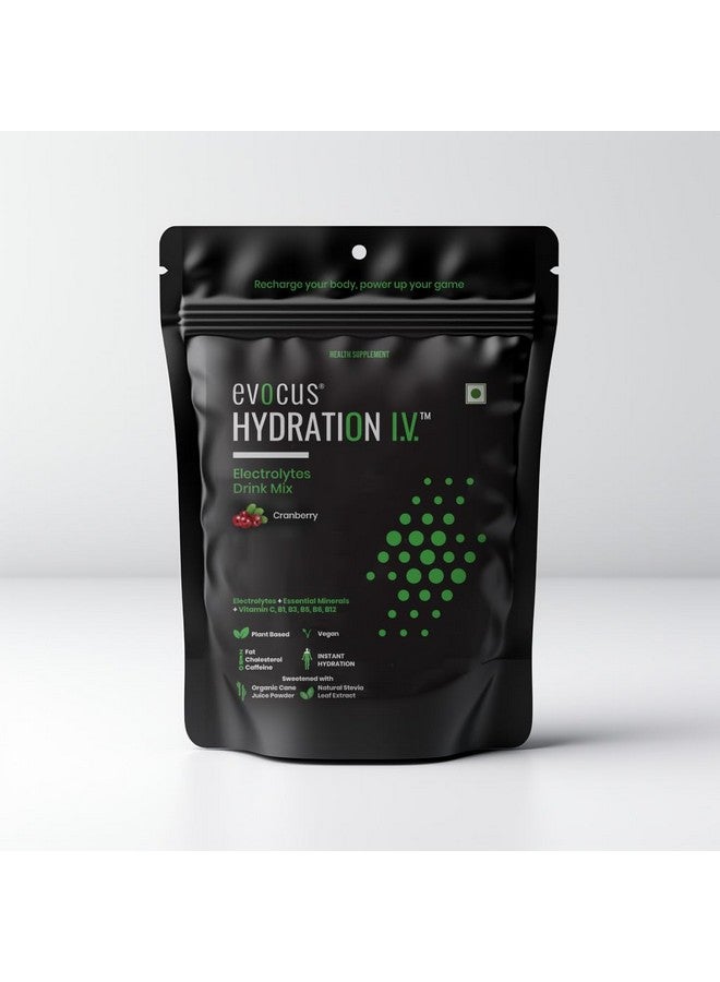 Hydration Iv Electrolyte Drink Mix Powder | Cranberry | Energy Drink | Instant Hydration (Pack Of 12)