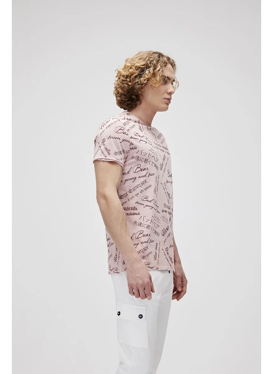 باد بير Men's Powder Written Crew Neck T-Shirt