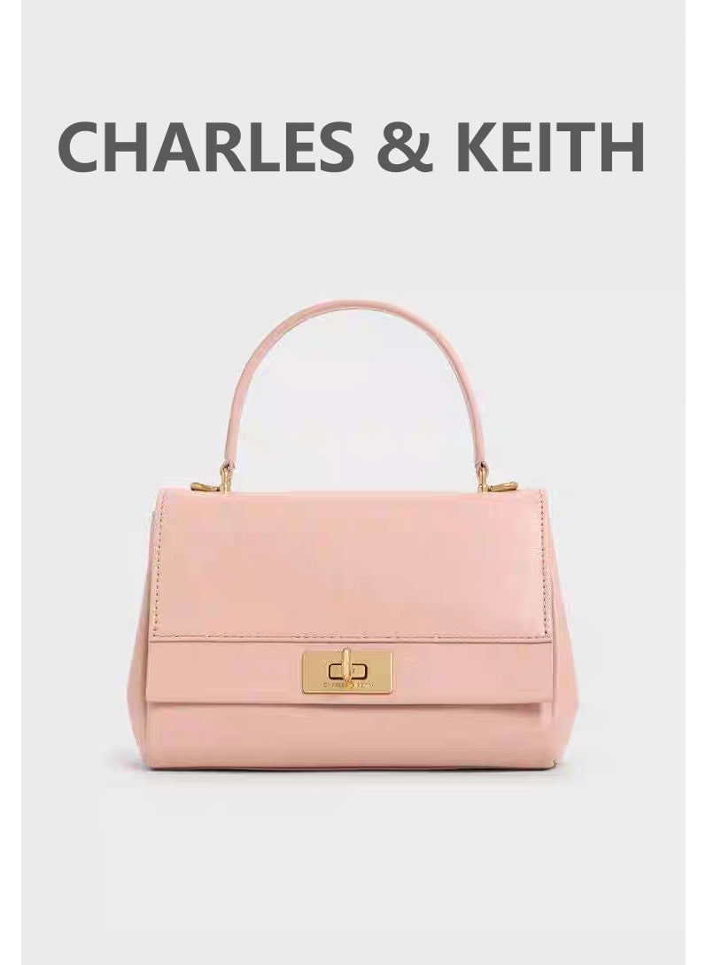 Charles & Keith Pink Leather Top-Handle Bag, Women's Elegant Handbag for Daily & Chic Outfits - Image 1