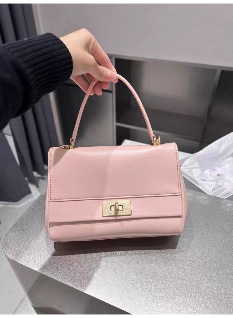 Charles & Keith Pink Leather Top-Handle Bag, Women's Elegant Handbag for Daily & Chic Outfits - Image 3