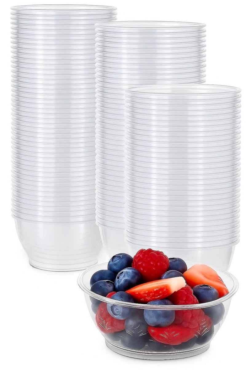 MATANA 40 Small Clear Hard Plastic Bowls 150ml  5oz  Mini Bowls for Desserts Dips Sauces Ice Cream Trifles  Weddings Birthdays Picnic Parties  Sturdy  Reusable
