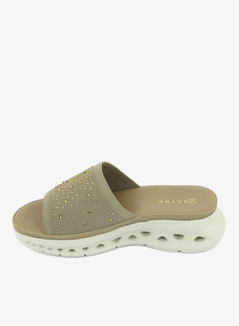 Zayna Khaki 221-336 Zayna Ladies Casual Slides 3F2006-911 Khaki for Women | Best Price UAE