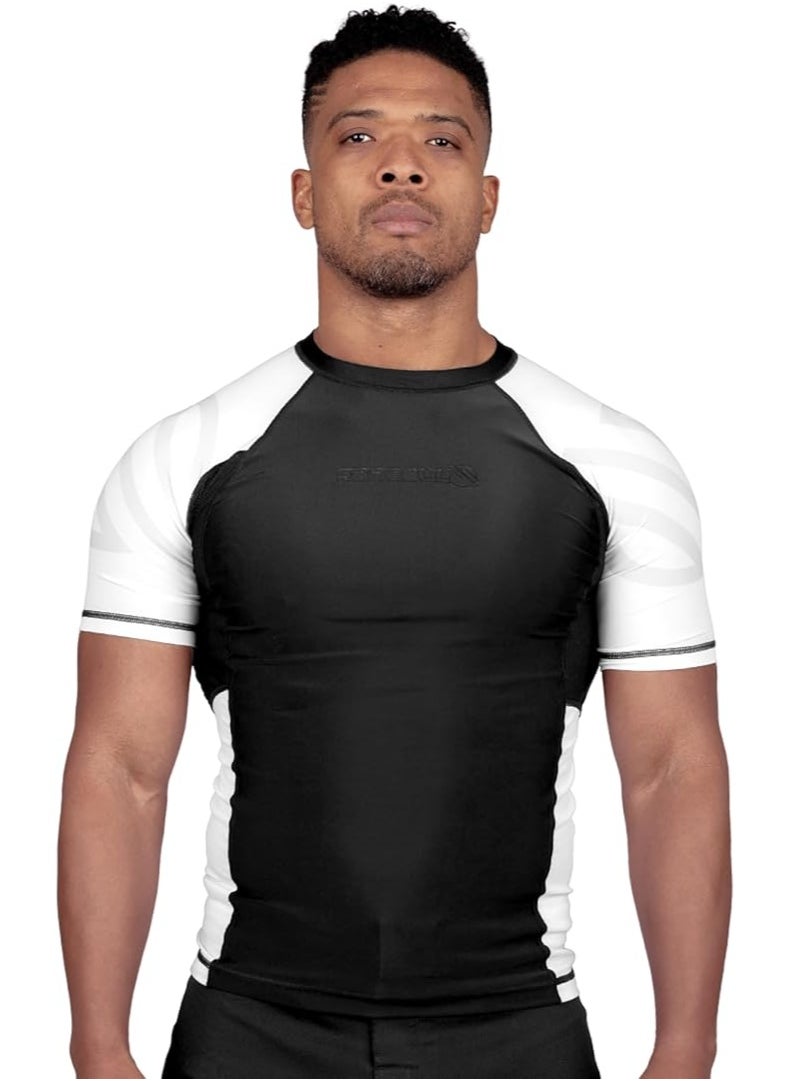 Sanabul  Essential Short Sleeve Compression Shirt For Men | Mma Wrestling Jiu Jitsu Bjj Base Layer Rash Guard | Workout Men'S Compression Shirt (Small, White)  - Image 4