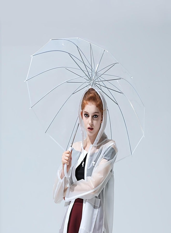 ThreeH Large Windproof Clear Bubble Travel Umbrella Automatic Open 16 Steel Ribs Extra Pvc Dome for Wedding, Prom,Party,Graduation Ceremony,White - Image 5