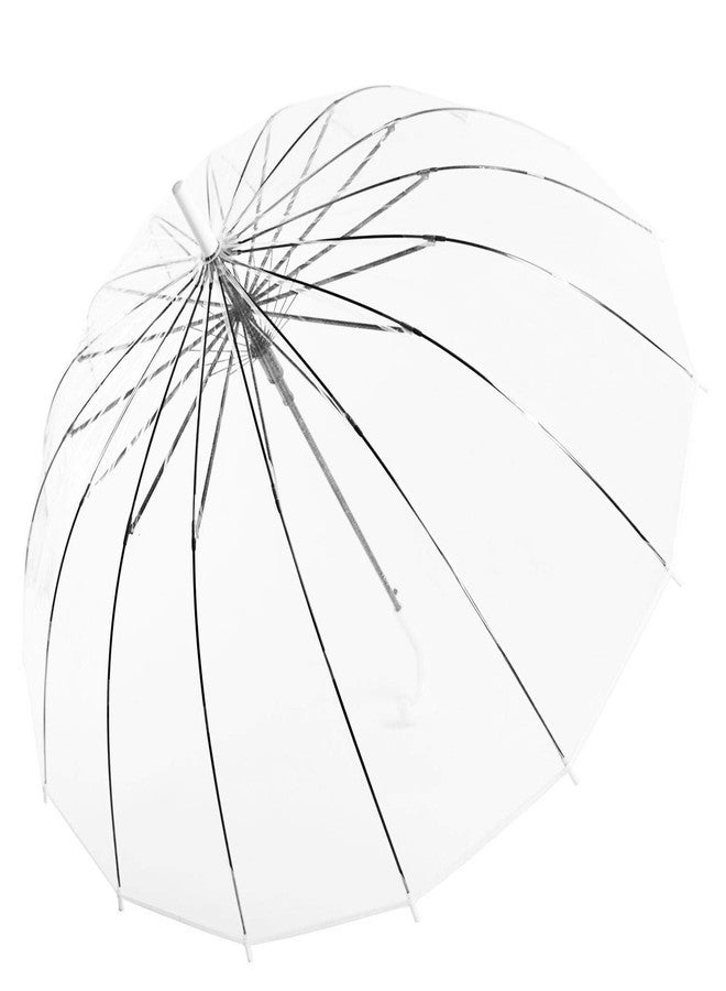 ThreeH Large Windproof Clear Bubble Travel Umbrella Automatic Open 16 Steel Ribs Extra Pvc Dome for Wedding, Prom,Party,Graduation Ceremony,White - Image 4