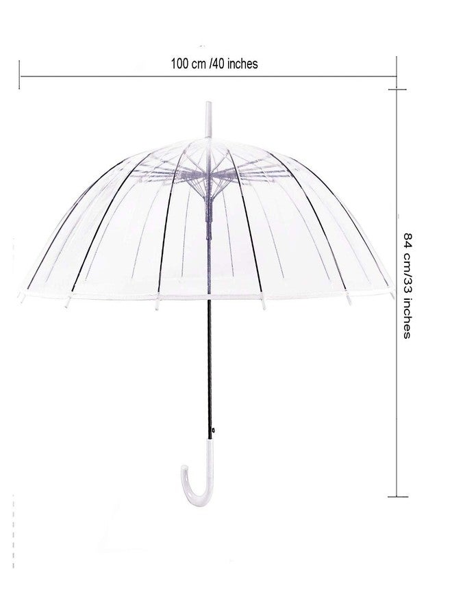 ThreeH Large Windproof Clear Bubble Travel Umbrella Automatic Open 16 Steel Ribs Extra Pvc Dome for Wedding, Prom,Party,Graduation Ceremony,White - Image 2
