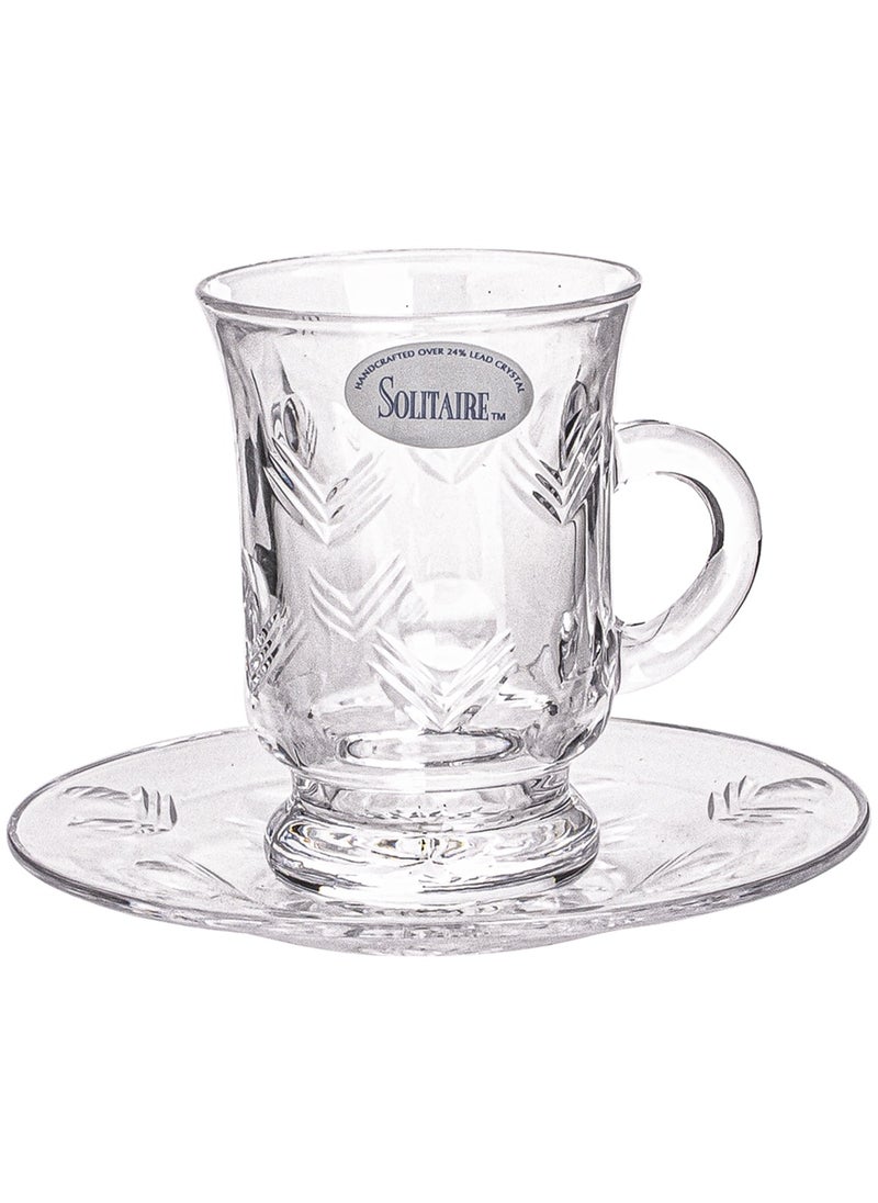 Alsaif home Crystal tea cups with saucers 