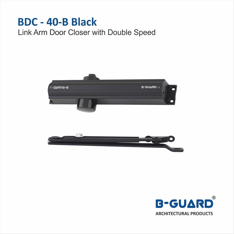 B-GUARD BGUARD Door Closer Aluminium and Wooden Door Hydraulic Easy Installation 2 Speed Overhead Door Closer Weight Capacity Upto 80kg Black - Image 2