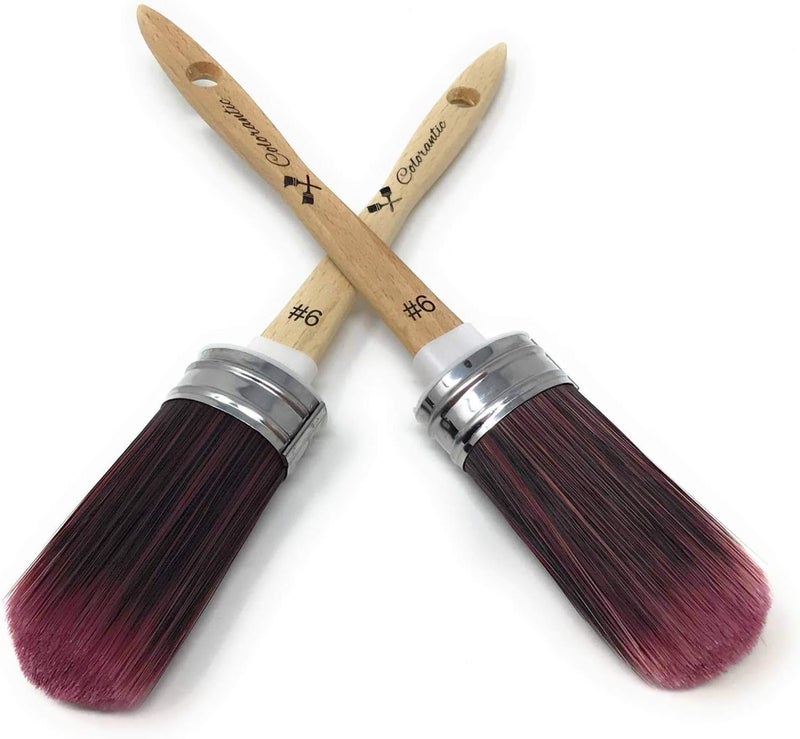 Colorantic | Round and Oval Chalk Based Paint Natural Brush | Art and Craft Home Decor (Bundle of 2 Oval Purple Brushes #6) - Image 3