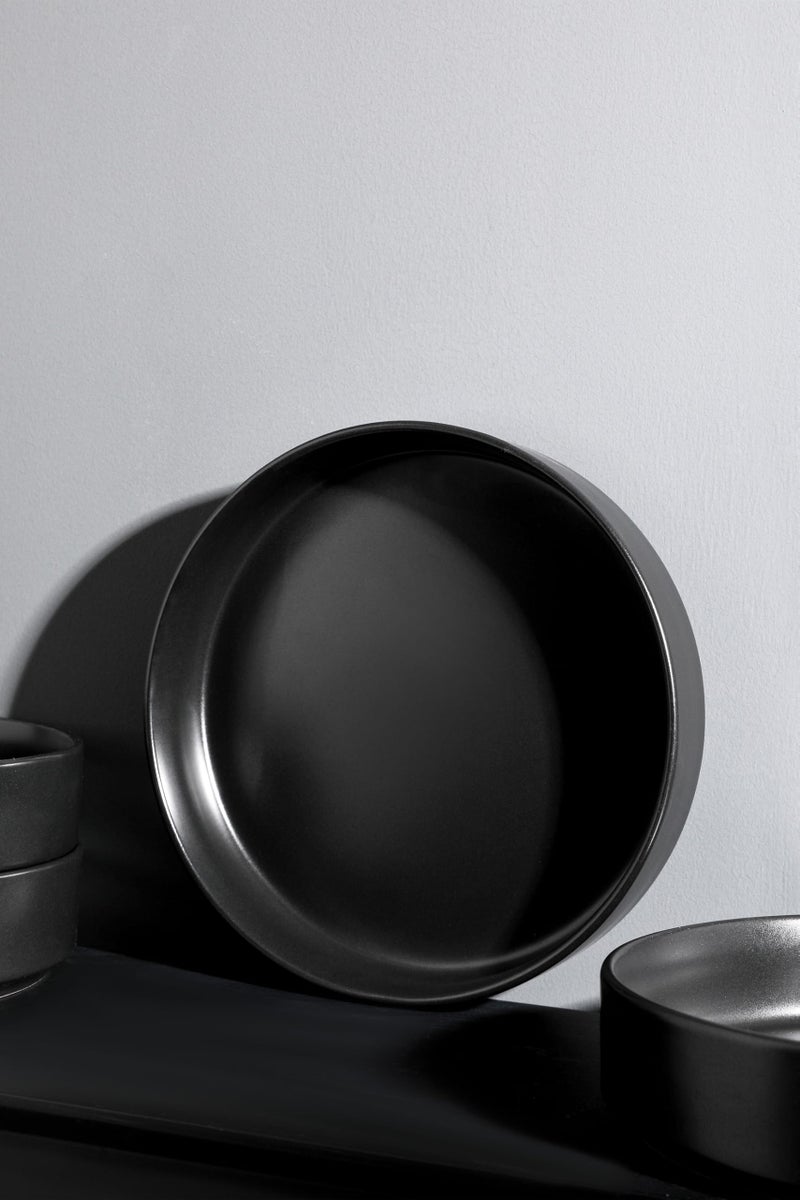 Stone Lain Celina Stoneware Bowl Set, 4-Piece Pasta Bowls for Kitchen, Ceramic Serving for Ramen, Fruit, Cereal, Dinner - Microwave & Dishwasher Safe, Black - Image 5