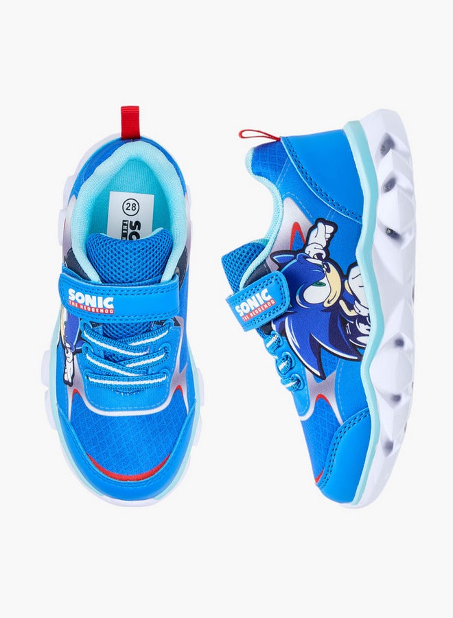 SONIC Boys the Hedgehog Print Sneakers with Hook and Loop Closure - Image 1