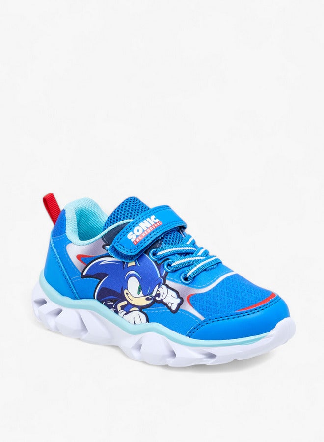 SONIC Boys the Hedgehog Print Sneakers with Hook and Loop Closure - Image 2