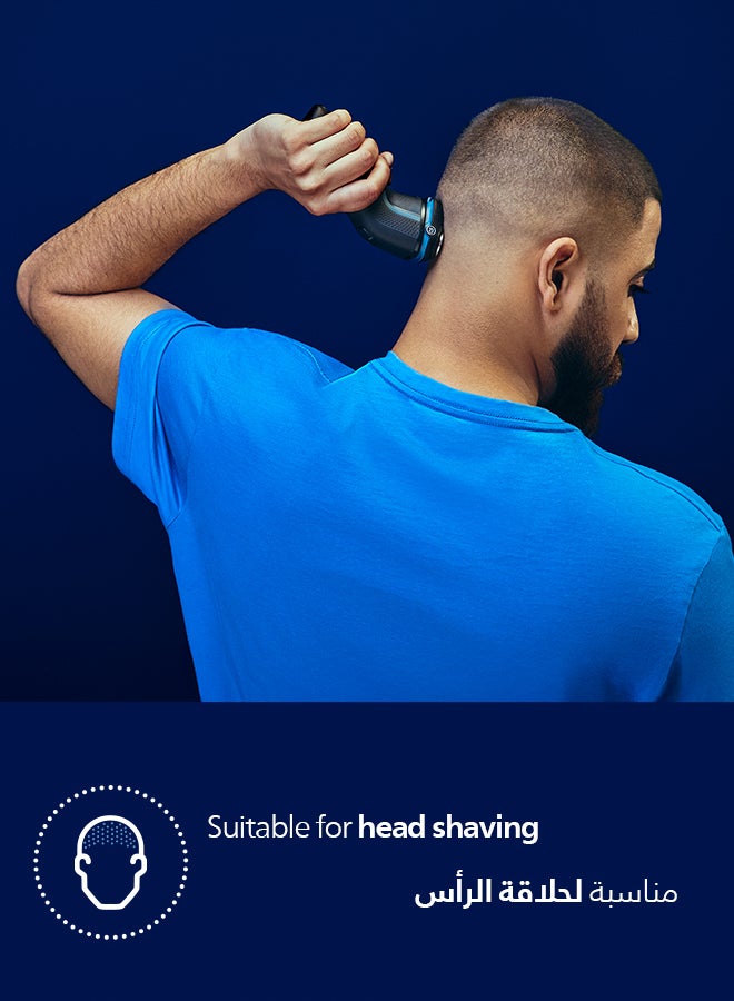 Philips Face & Head Shaver S3144/00 | Wet & Dry Use | Smooth, Comfortable Shave with SkinProtect Tech | 5D Pivot & Flex Heads, PowerCut Blades | 60 min Cordless Use | Pop-Up Trimmer Arabic Philips Face & Head Shaver S3144/00 | Wet & Dry Use | Smooth, Comfortable Shave with SkinProtect Tech | 5D Pivot & Flex Heads, PowerCut Blades | 60 min Cordless Use | Pop-Up Trimmer Black - Image 4