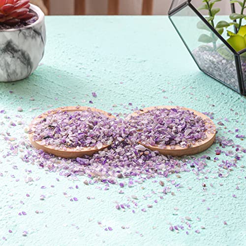 T4U Tumbled Chips Stones Crushed Crystal Quartz 1 LB, Irregular Shaped Gravels Pebbles Healing Stones, DIY Smoothed Rock for Potted Plant,Resin Art,Vase Fillers Aquarium Gravel Rocks (Amethyst) - Image 2