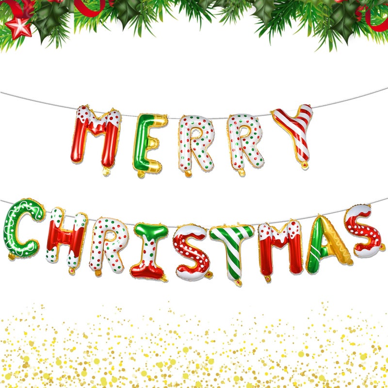 Tellpet Donut Merry Christmas Balloons Banner Christmas Party Decorations - Image 3