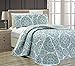 Fancy Linen Fancy Linen Fancy Collection 3 pc Bedspread Bed Cover Modern Reversible White Navy Blue Light Blue New # Linda Blue  - Image 2