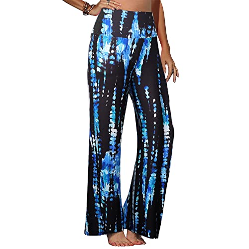 Arolina Women's Stretchy Wide Leg Palazzo Lounge Pants Casual Comfy High Waist Palazzo Pants (3XL, BlackBlue) - Image 3