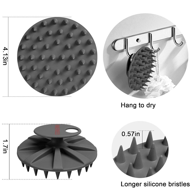 INNERNEED Scalp Care Massager Shampoo Brush Wet Dry Manual Head Scrubber Hair Washing Soft Silicone Bristles for Hair Growth Dandruff Removal Comfortable for All Hair Types Black - Image 2