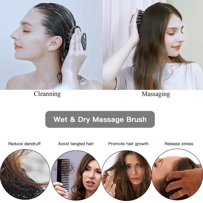 INNERNEED Scalp Care Massager Shampoo Brush Wet Dry Manual Head Scrubber Hair Washing Soft Silicone Bristles for Hair Growth Dandruff Removal Comfortable for All Hair Types Black - Image 5
