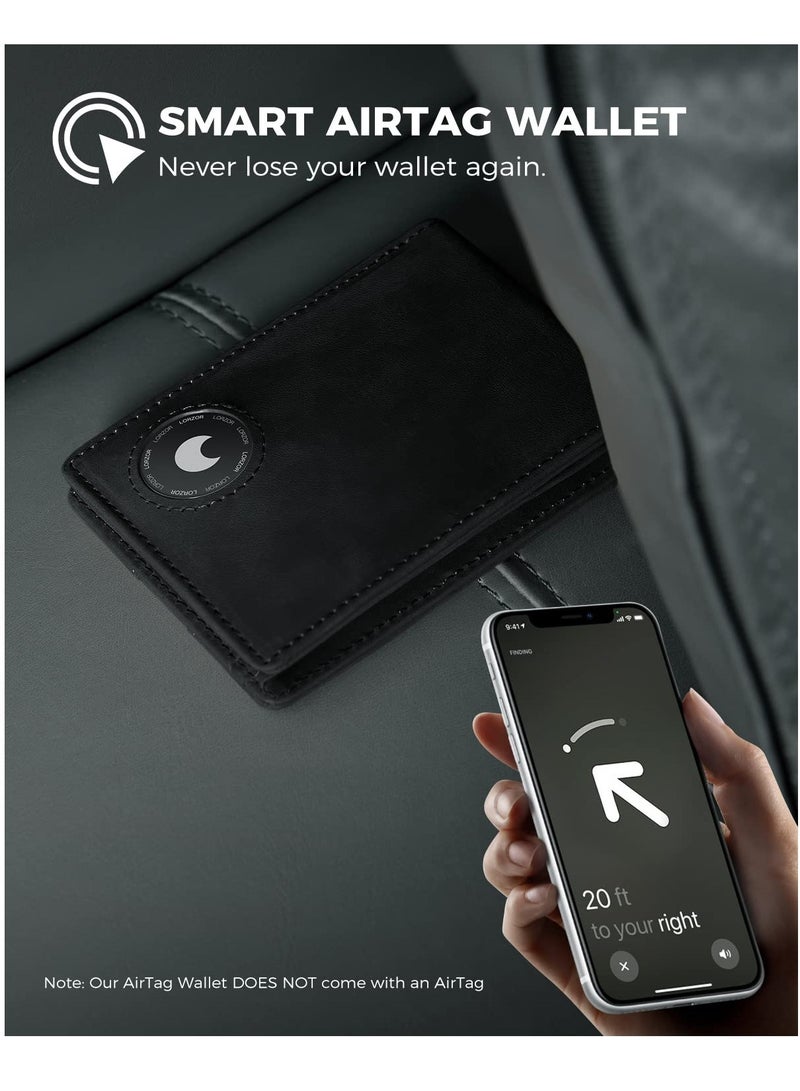 Men's RFID Blocking Leather Wallet - Slim Bifold Design with AirTag Pocket, Holds 12 Cards & ID, Perfect Gift for Him - Image 1
