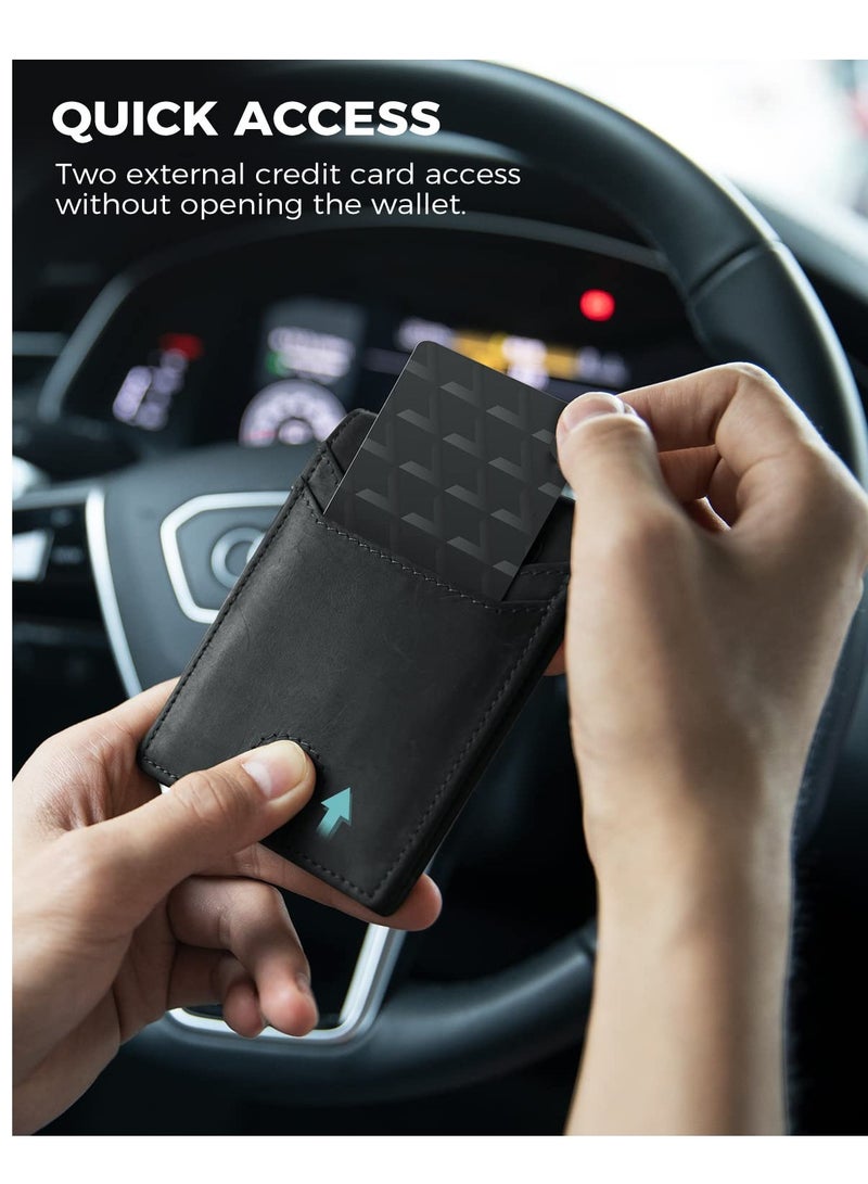 Men's RFID Blocking Leather Wallet - Slim Bifold Design with AirTag Pocket, Holds 12 Cards & ID, Perfect Gift for Him - Image 2