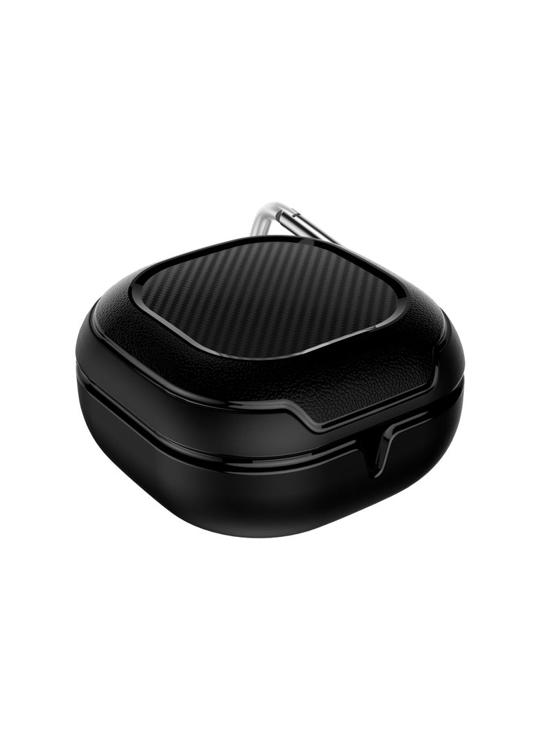 غطاء حماية رفيع وخفيف الوزن مصنوع من مادة TPU ومقاوم للصدمات ومقاوم للخدش لهاتف Samsung Galaxy Buds2 Pro/Buds2/Buds Pro/Buds Live (أسود) - Image 5