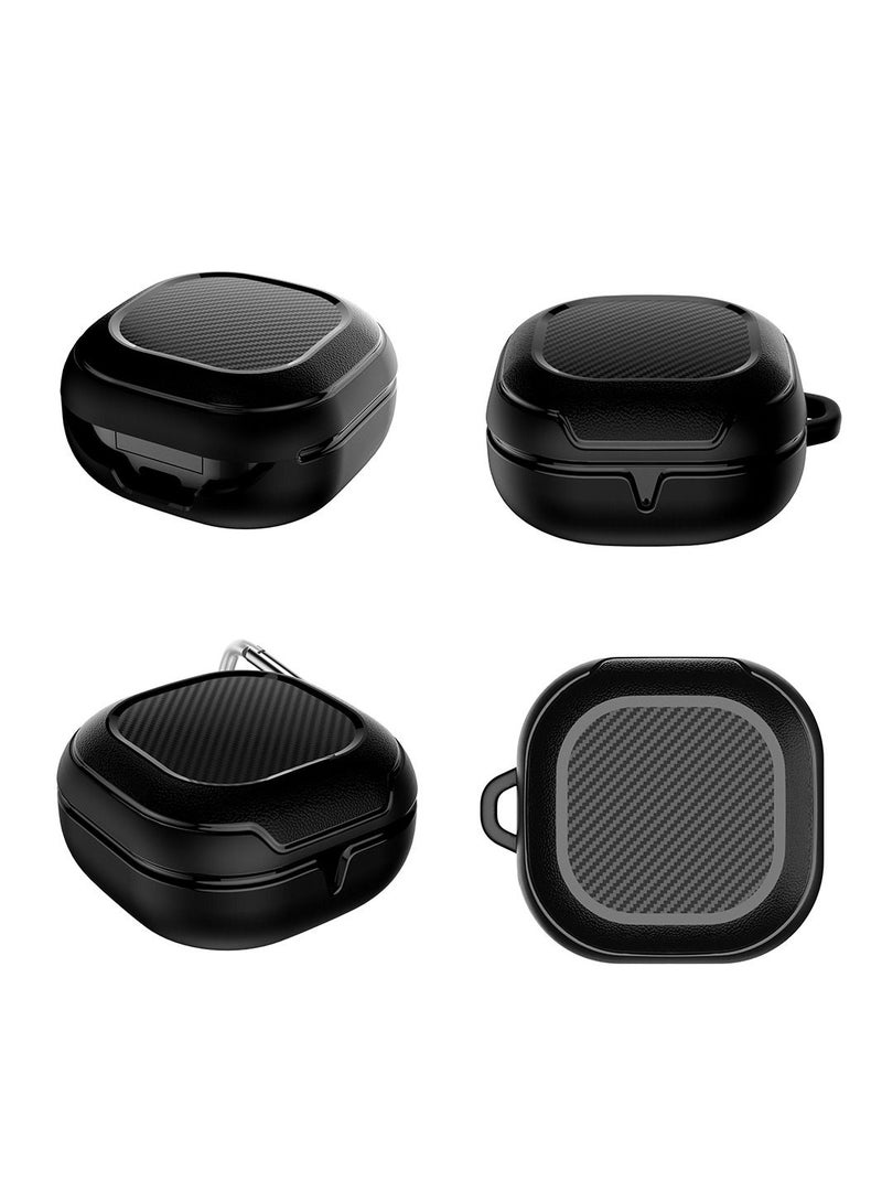 غطاء حماية رفيع وخفيف الوزن مصنوع من مادة TPU ومقاوم للصدمات ومقاوم للخدش لهاتف Samsung Galaxy Buds2 Pro/Buds2/Buds Pro/Buds Live (أسود) - Image 2