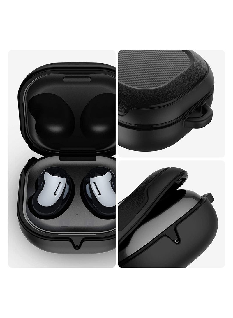 غطاء حماية رفيع وخفيف الوزن مصنوع من مادة TPU ومقاوم للصدمات ومقاوم للخدش لهاتف Samsung Galaxy Buds2 Pro/Buds2/Buds Pro/Buds Live (أسود) - Image 3