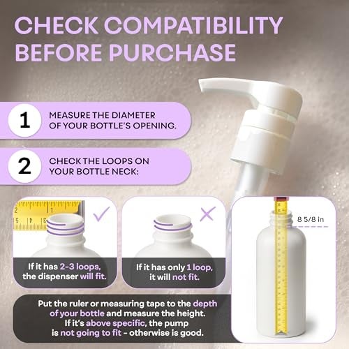 BRIGHTFROM Universal Dispensing Pump, Perfect for Shampoo & Conditioner 1 L (33.8 OZ) - Fits Popular Brands or Any Refillable Bottles from 12oz to 33.8oz with 28/410 Neck Size, White (Pack of 2) - Image 2