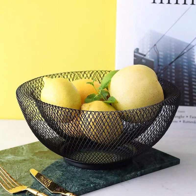 MGNLR Wire Mesh Fruit Bowl - Creative Round Storage Basket for Fruits & Vegetables, Decorative Fruit Basket | Fruit Storage Bowl Holder, Fruit & Vegetable Bucket, Onion & Potato Basket for Kitchen - Image 5