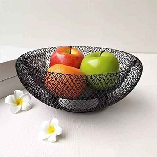 MGNLR Wire Mesh Fruit Bowl - Creative Round Storage Basket for Fruits & Vegetables, Decorative Fruit Basket | Fruit Storage Bowl Holder, Fruit & Vegetable Bucket, Onion & Potato Basket for Kitchen - Image 2