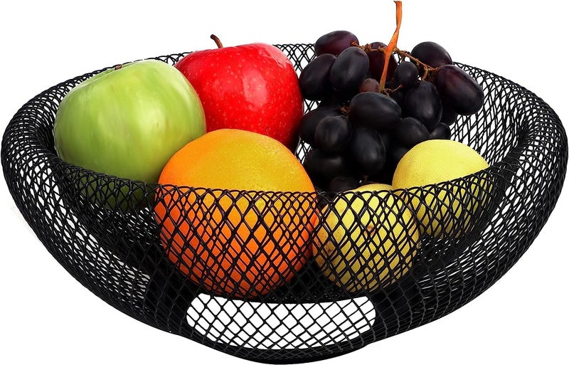 MGNLR Wire Mesh Fruit Bowl - Creative Round Storage Basket for Fruits & Vegetables, Decorative Fruit Basket | Fruit Storage Bowl Holder, Fruit & Vegetable Bucket, Onion & Potato Basket for Kitchen - Image 1