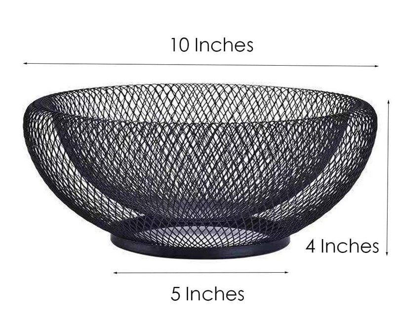 MGNLR Wire Mesh Fruit Bowl - Creative Round Storage Basket for Fruits & Vegetables, Decorative Fruit Basket | Fruit Storage Bowl Holder, Fruit & Vegetable Bucket, Onion & Potato Basket for Kitchen - Image 3