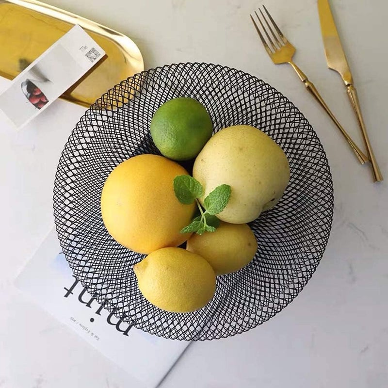 MGNLR Wire Mesh Fruit Bowl - Creative Round Storage Basket for Fruits & Vegetables, Decorative Fruit Basket | Fruit Storage Bowl Holder, Fruit & Vegetable Bucket, Onion & Potato Basket for Kitchen - Image 4