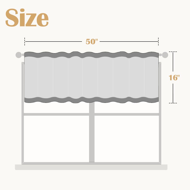 jinchan Linen Striped Valance for Windows 16 Inch Light Filtering Drapes for Small Window Farmhouse Double Layer Valance for Living Room Kitchen RV Rod Pocket 1 Panel Taupe on Linen - Image 3