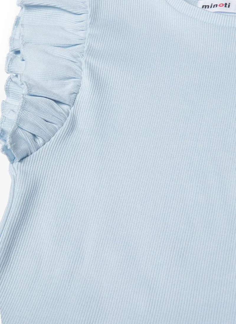MINOTI Girls Sleeveless Top with Ruffle Shoulders