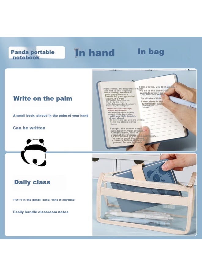 Ujia Panda Mini Notebook Portable Diary Creative Thick Cute Cartoon Stationery Pocket Book Corporate Customizable Horizontal Line Light Green - Image 4