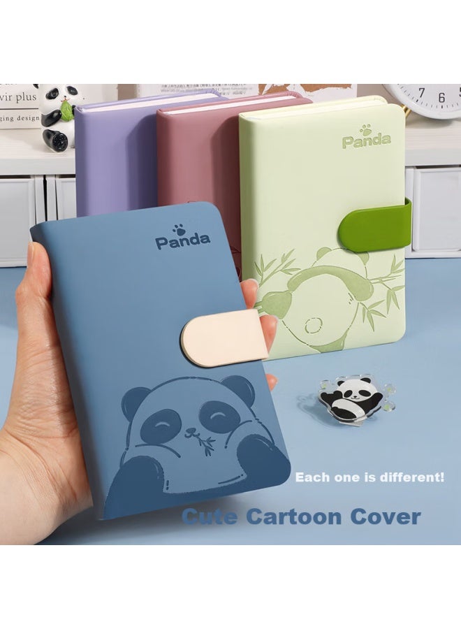Ujia Panda Mini Notebook Portable Diary Creative Thick Cute Cartoon Stationery Pocket Book Corporate Customizable Horizontal Line Light Green - Image 3
