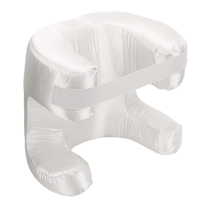 Ergonomic Silk Beauty Pillow For Back Sleepers White Memory Foam Face Pillow - Image 4