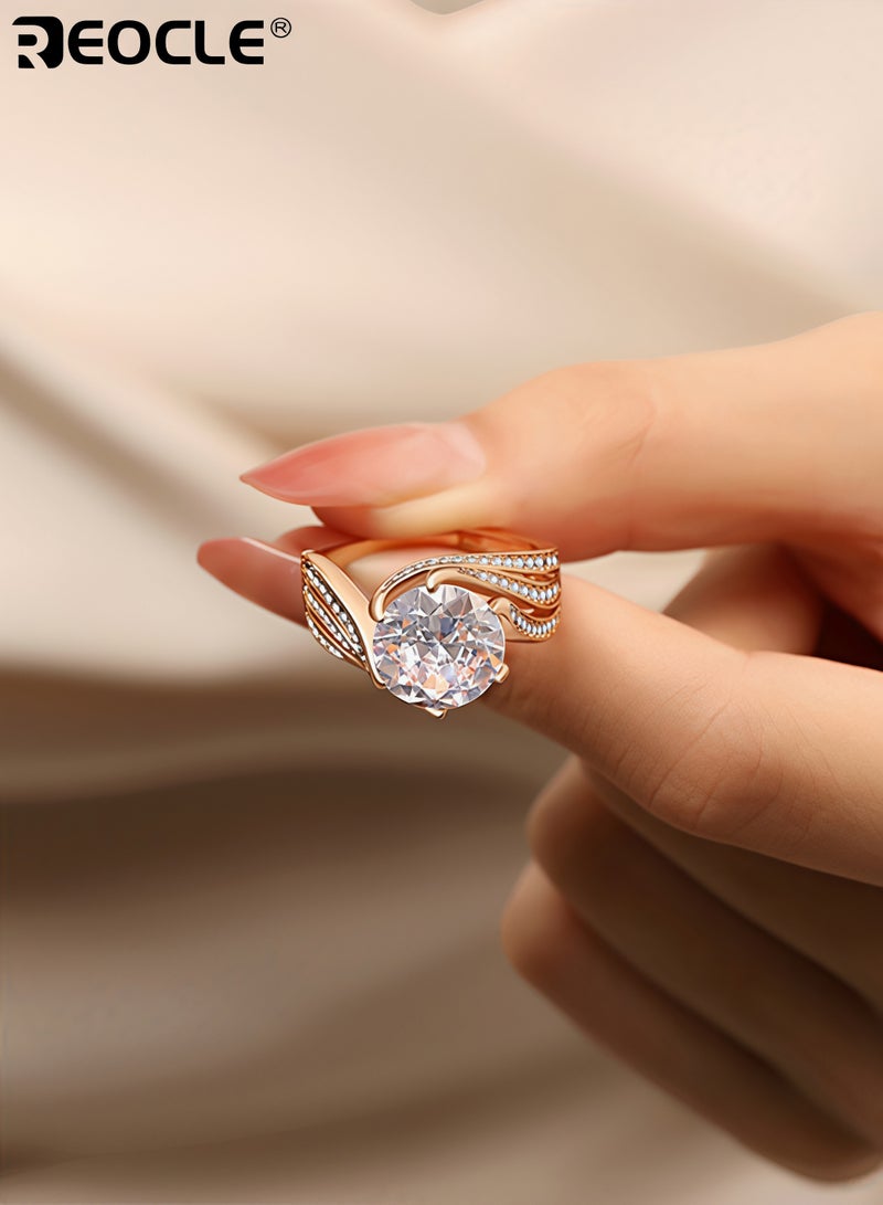 REOCLE 5-Carat Super Flash Moissanite Ring Adjustable size Wedding Engagement Proposal Diamond Ring - Image 3