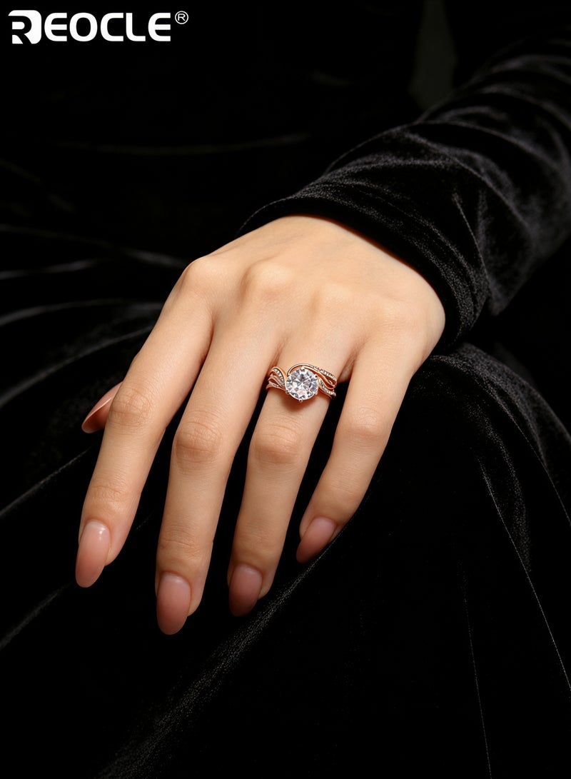 REOCLE 5-Carat Super Flash Moissanite Ring Adjustable size Wedding Engagement Proposal Diamond Ring - Image 2