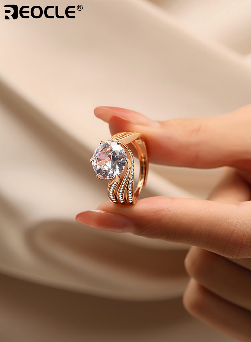 REOCLE 5-Carat Super Flash Moissanite Ring Adjustable size Wedding Engagement Proposal Diamond Ring - Image 4