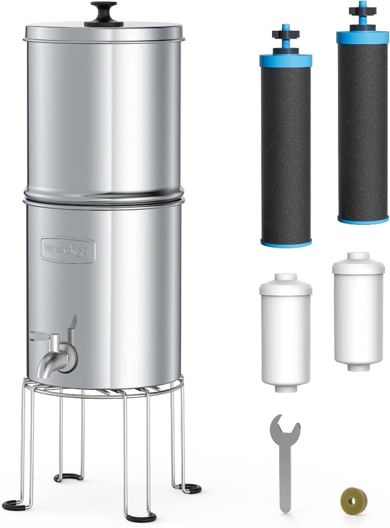 Waterdrop TKADFS Alkaline Gravity Water Filter System Increase PH Reduces Fluoride and Chlorine with 4 Filters and Metal Spigot for Home Camping Travel Emergencies 225G - Image 2