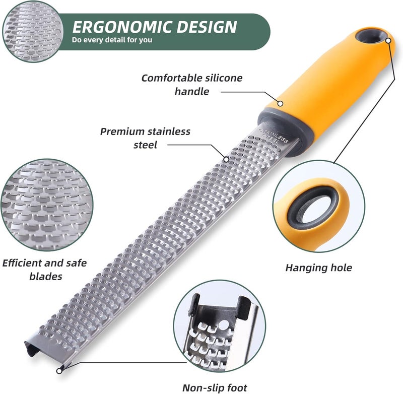 Canachive Lemon Zester Grater, Citrus Zester Grater with Handle, Kitchen Gadgets for Cheese, Lemon, Chocolate, Nutmeg, Ginger, Fruit, Vegetable, Stainless Steel Micro Cheese Grate, Dishwasher Safe(Narrow) - Image 3
