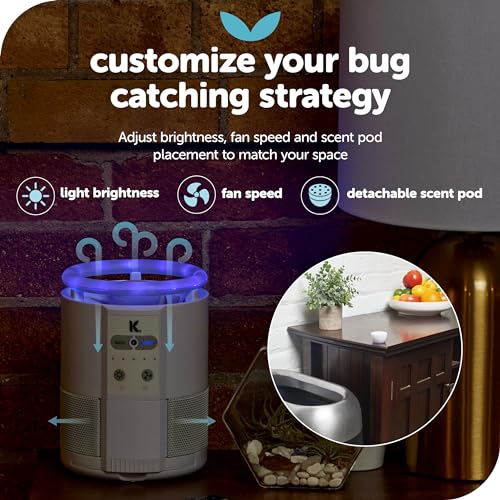 Katchy Duo – Indoor Flying Insect Trap with Scent Pod – Day & Night Effective – Mosquito, Fruit Fly, Gnat & Small Moth Catcher – Non-Zapper Trap with Blue UV Light & Fan Suction (Black) - Image 5